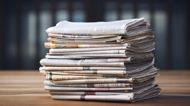 Newspapers folded and stacked