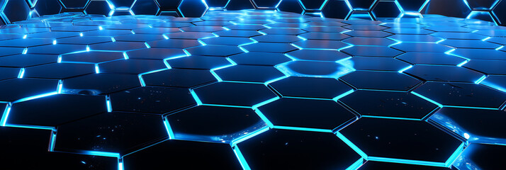 Abstract background Abstract hexagon background Abstract 3D background Technology floor background blue hexagon background