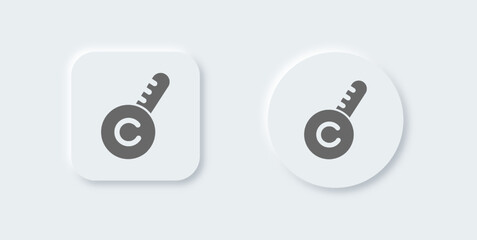 Temperature solid icon in neomorphic design style. Celcius signs vector illustration.