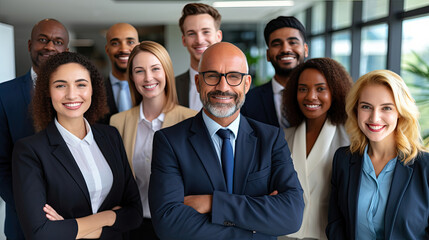 Portrait, proud group and business people in career diversity, leadership and company teamwork. Happy corporate executive, professional employees or lawyer office team, job solidarity and management - obrazy, fototapety, plakaty