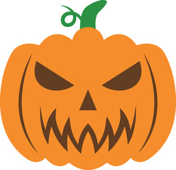 Creepy orange halloween pumpkin vector icon