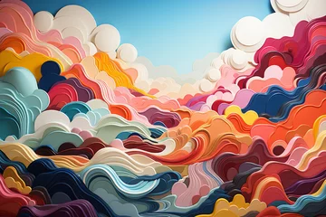 Foto op Canvas カラフルなペーパークラフト風の抽象的な背景 © Nagi Mashima