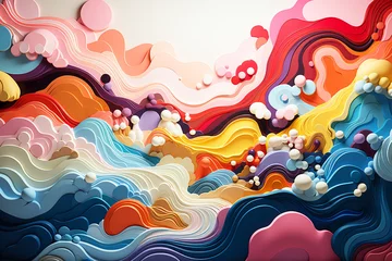 Keuken spatwand met foto カラフルなペーパークラフト風の抽象的な背景 © Nagi Mashima