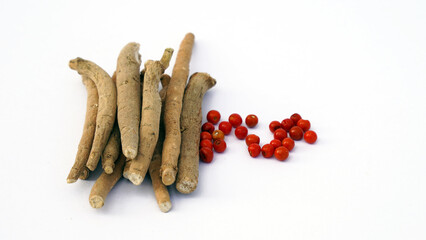 Root Withania somnifera, known commonly as ashwagandha, Indian ginseng, poison gooseberry or winter...