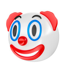Clown emoji on transparent background in 3D rendering