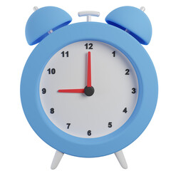 3D blue clock, at 9 o'clock