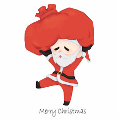 Christmas cartoon illustration isolated on white Santa Claus character gift bag for Christmas cards, banners, signs and labels 
Illustrations vector.
