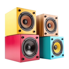 Fototapeta premium many audio speakers isolated on white