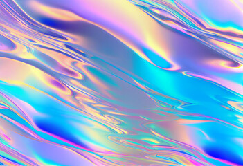 Holographic liquid background, holograph color texture with foil effect, halographic iridescent backdrop, pearlescent gradient for design prints. Generative AI