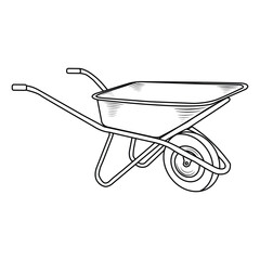 garden wheelbarrow in contour style on white background