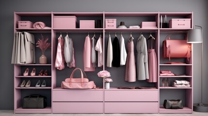 Modern pink - gray neubrutalism style womens wardrobe
