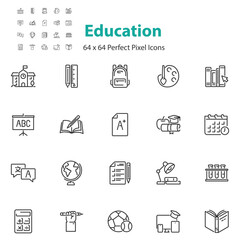 set of education icons, learning, knowledge