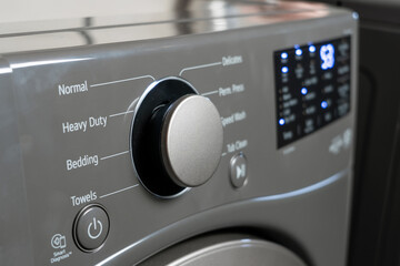 Close-up view of washing machine control panel