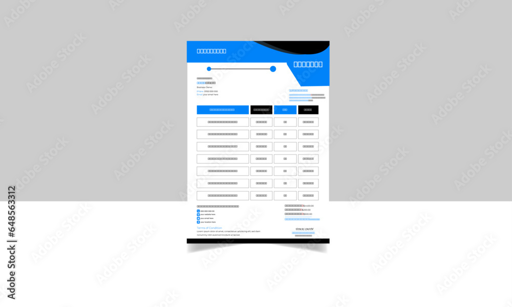 Wall mural minimal corporate business invoice design template vector illustration bill form price invoice. crea