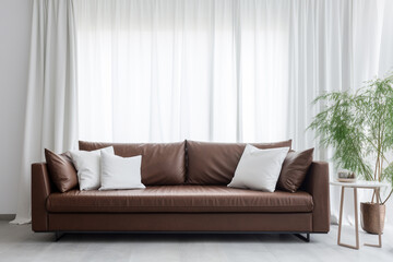 Minimalistic brown modern sofa furniture in living room