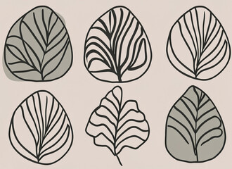 Set of hand drawn leaves. Vector illustration for your graphic design. Generative AI