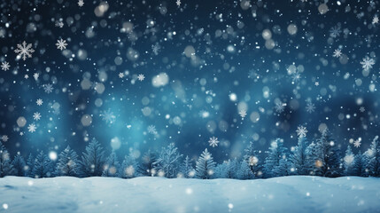 Fototapeta na wymiar Magical Winter Wonderland, Festive Christmas Background with Snowflakes and Glistening Snowfall