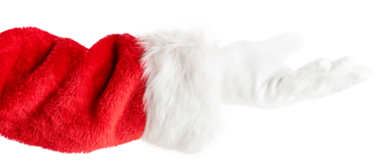 Santa hand isolated on white background