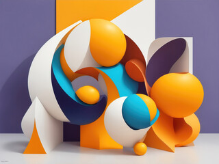 Abstract background 3D art concepts, simple shapes and forms, modern abstract art.