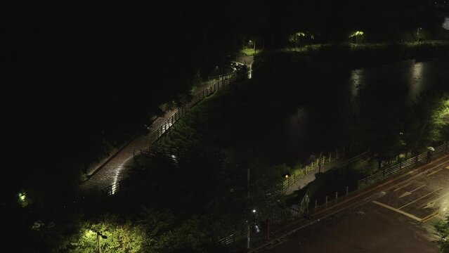 view of a park in Seoul on a rainy day
