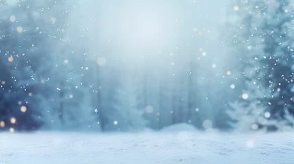  Winter panoramic background with snow-covered fir branches and snowfall flakes. Christmas banne © StockSavant