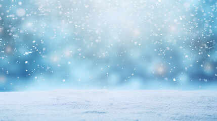 Naklejka premium Winter panoramic background with snow-covered fir branches and snowfall flakes. Christmas banne