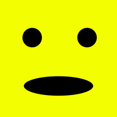 Cartoon yellow  face. Vector Halloween orange shocked monster square avatar. print, logo, emblem or mask