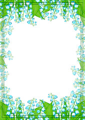 Hand drawn watercolor lily of the valley frame boarder isolated on white background. Can be used for invitation, postcard, poster, book decoration and other printed products.
