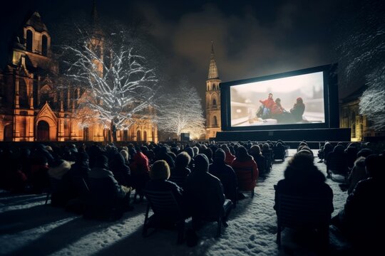 Christmas cinema outdoor. Generate Ai