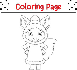 Obraz na płótnie Canvas Cute Christmas coloring page for children. Vector black and white Happy Christmas coloring book.