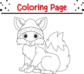 Cute Christmas coloring page for children. Vector black and white Happy Christmas coloring book.