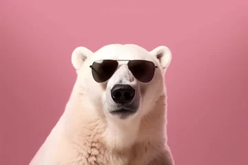 Foto op Canvas Polar bear sunglasses portrait. Generate Ai © nsit0108