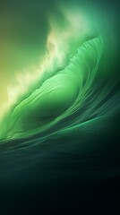 A massive green wave crashing in the open ocean