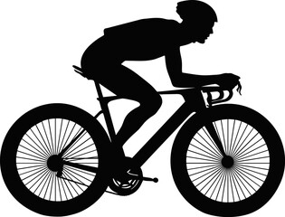 Cycling silhouette, vector isolated silhouette of road cyclist. ai generated illustration