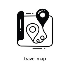 Travel Map doodle Icon Design illustration. Travel Symbol on White background EPS 10 File