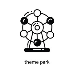 Theme Park doodle Icon Design illustration. Travel Symbol on White background EPS 10 File