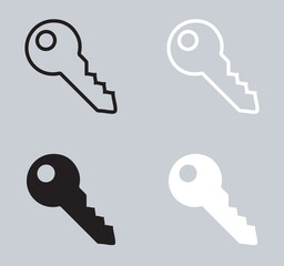 Set of Key icon. Key icon sign symbol in trendy flat style. Key vector icon illustration isolated on gray background