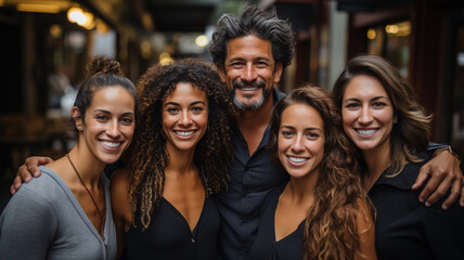 Obraz premium group of happy young people standing in front of camera