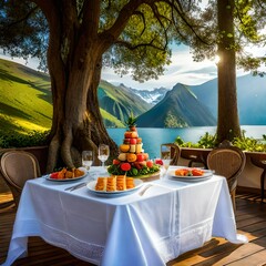 table in the garden generated by AI