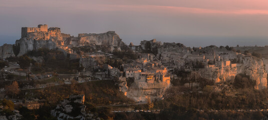 Fototapeta na wymiar sunset over a medieval city