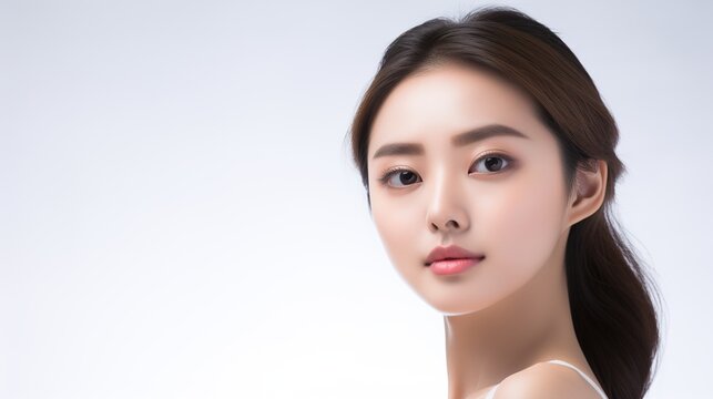 Asian woman with good skin concept lovely model with facial skincare. generative ai