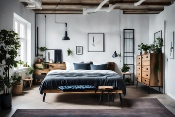 Incorporate industrial-style furniture with a Scandinavian twist in your bedroom 