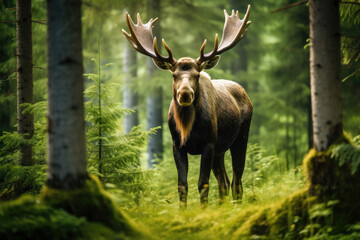 Naklejka na ściany i meble Moose in the forest