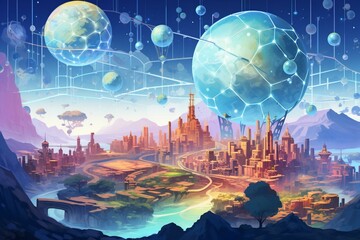 A blockchain planet. Generative AI