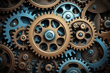 Design with mechanical cogs and gears. Generative AI