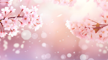 Enveloping background of lush cherry blossoms in full bloom.