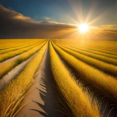 wheat field at sunset generated by AI