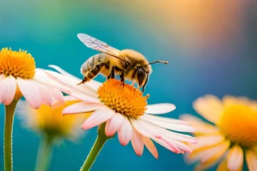 Fotobehang bee on flower © Laiba