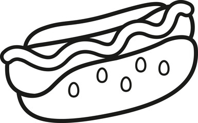 Illustration black and white hotdog