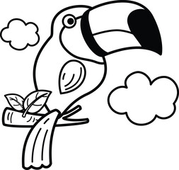 Illustration black and white hornbill